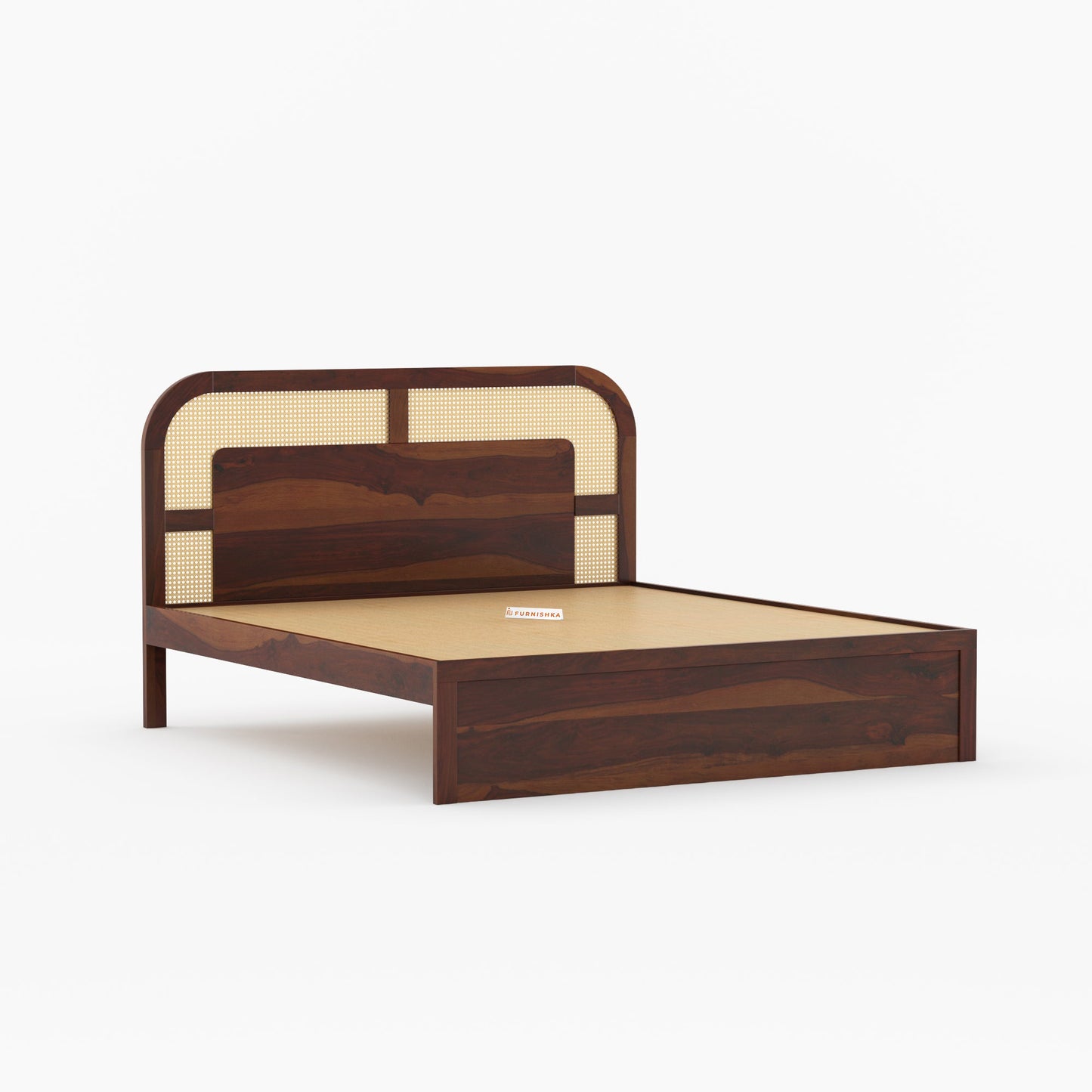 Hester Sheesham Wood Cane Bed With Non Storage - King Size - Furnishka