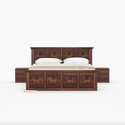 Hathi Sheesham Wood Bed Non Storage - King Size - Furnishka