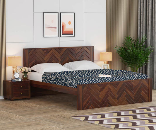 Myra Sheesham Wood Bed Non Storage - King Size - Furnishka