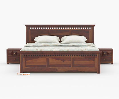 Adi Sheesham Wood Bed with Hydraulic Storage - King Size - Furnishka