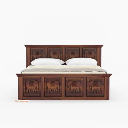 Hathi Sheesham Wood Bed Non Storage - King Size - Furnishka
