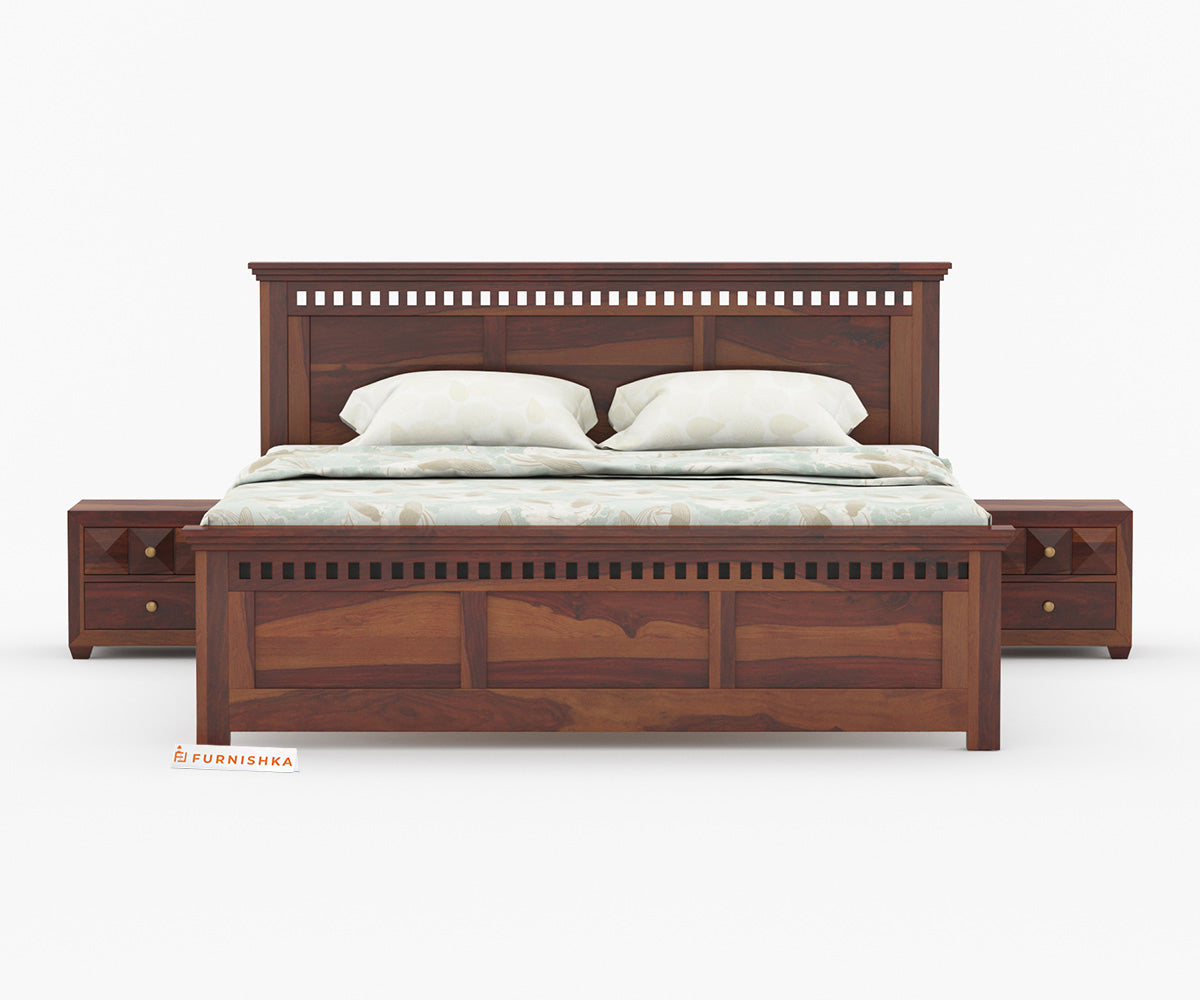 Adi Sheesham Wood Bed with Non Storage - Queen Size - Furnishka