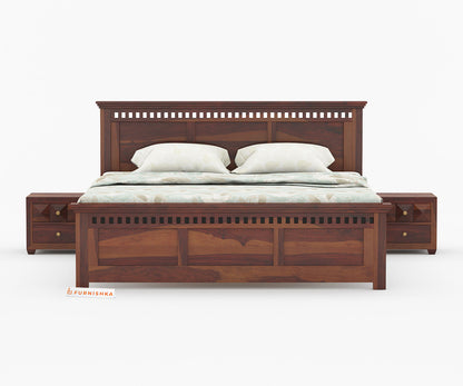 Adi Sheesham Wood Bed with Non Storage - Queen Size - Furnishka