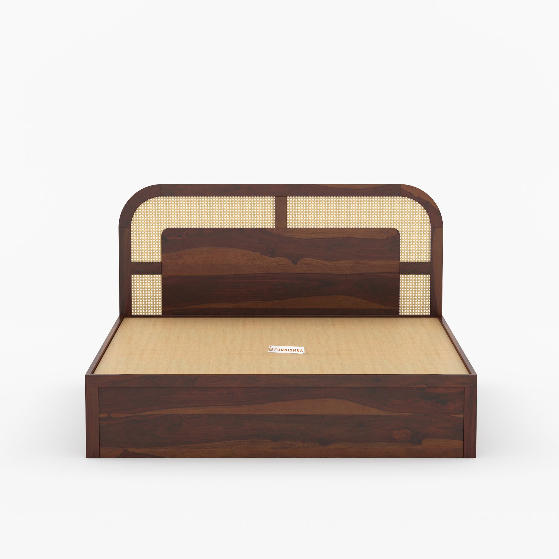 Hester Sheesham Wood Cane Bed With Non Storage - Queen Size - Furnishka