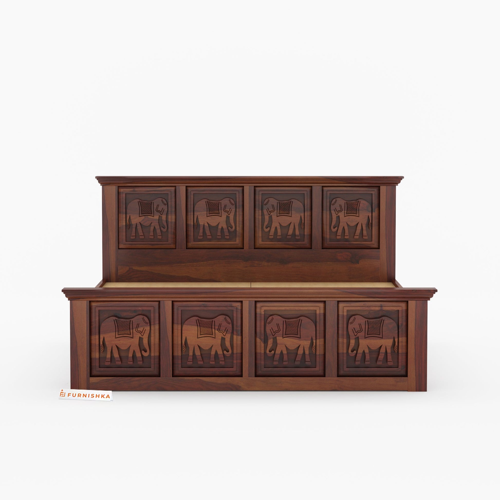 Hathi Sheesham Wood Bed Non Storage - King Size - Furnishka
