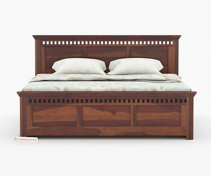 Adi Sheesham Wood Bed with Hydraulic Storage - Queen Size - Furnishka