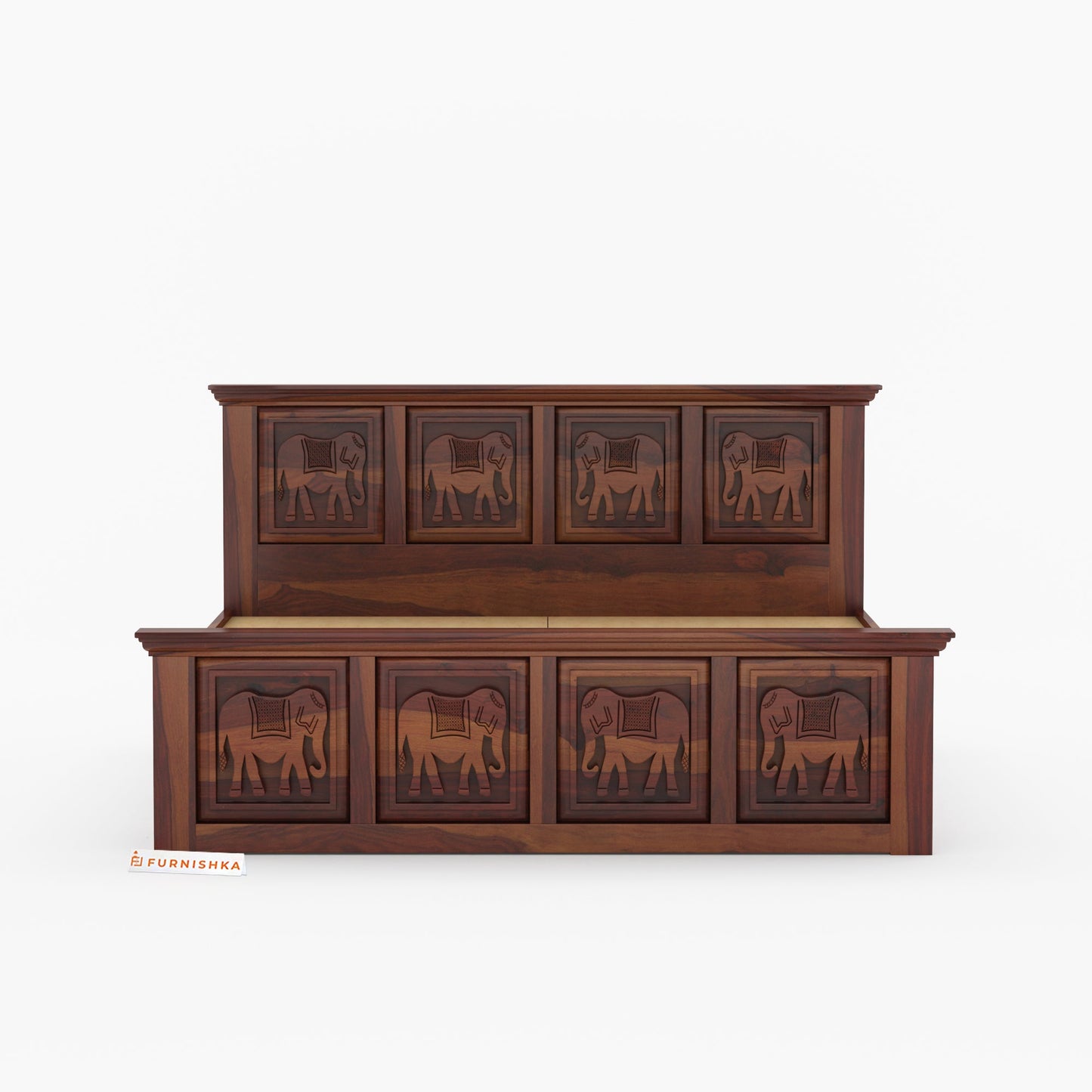 Hathi Sheesham Wood Bed Non Storage - King Size - Furnishka
