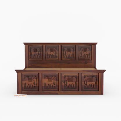 Hathi Sheesham Wood Bed Non Storage - King Size - Furnishka