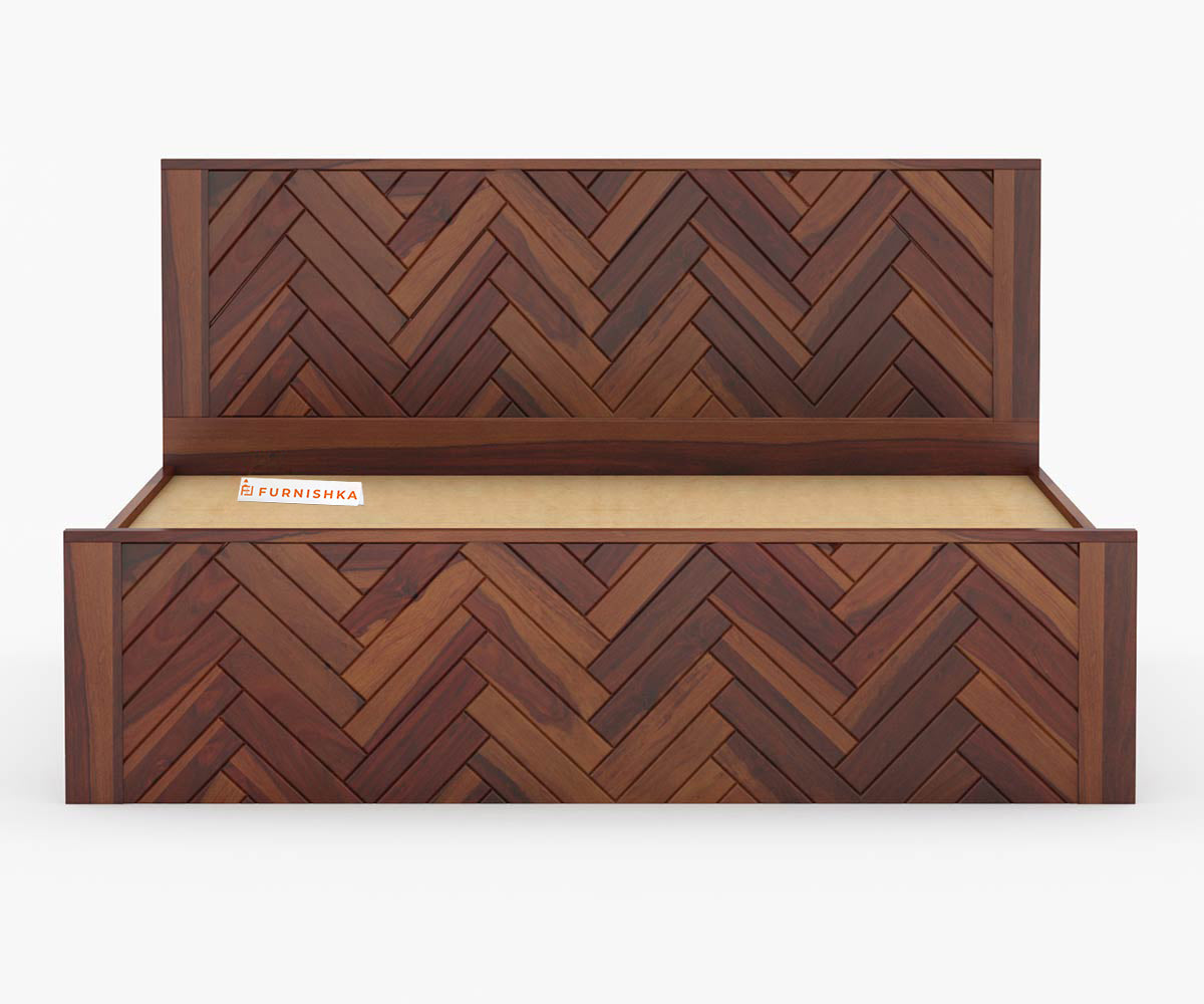 Myra Sheesham Wood Bed Hydraulic Storage - Queen Size - Furnishka