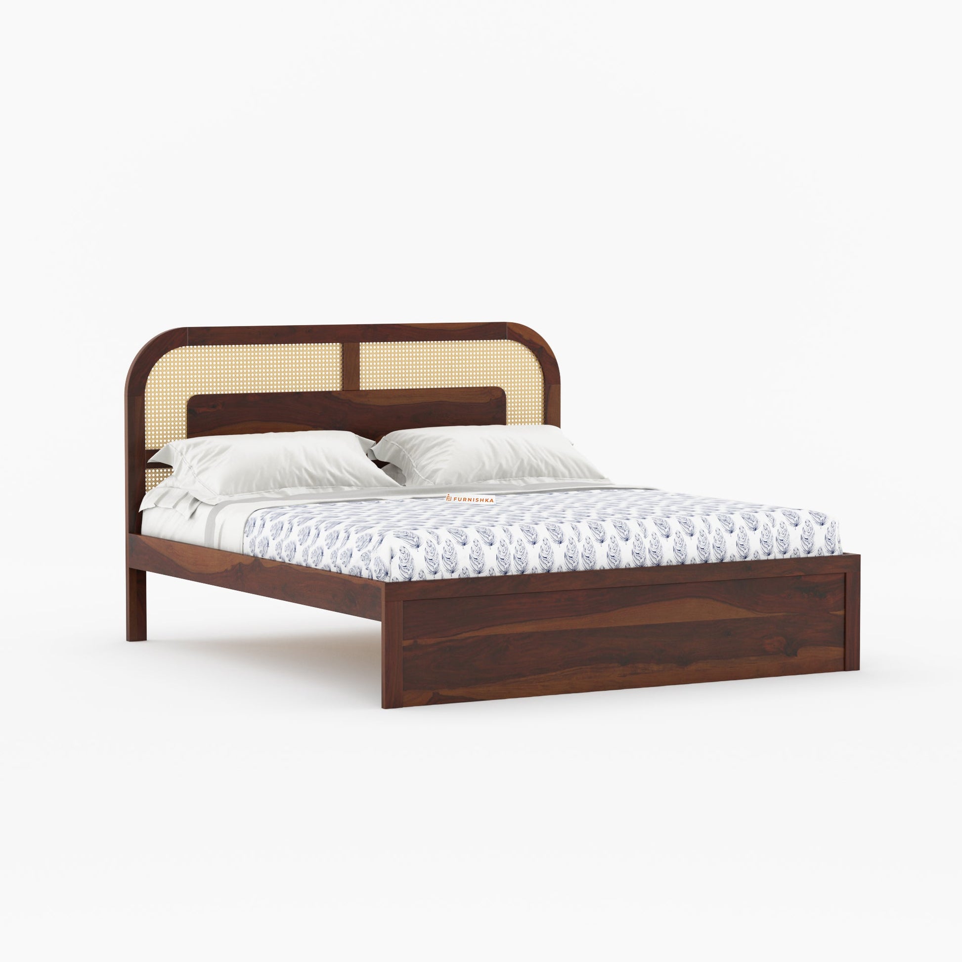 Hester Sheesham Wood Cane Bed With Non Storage - King Size - Furnishka