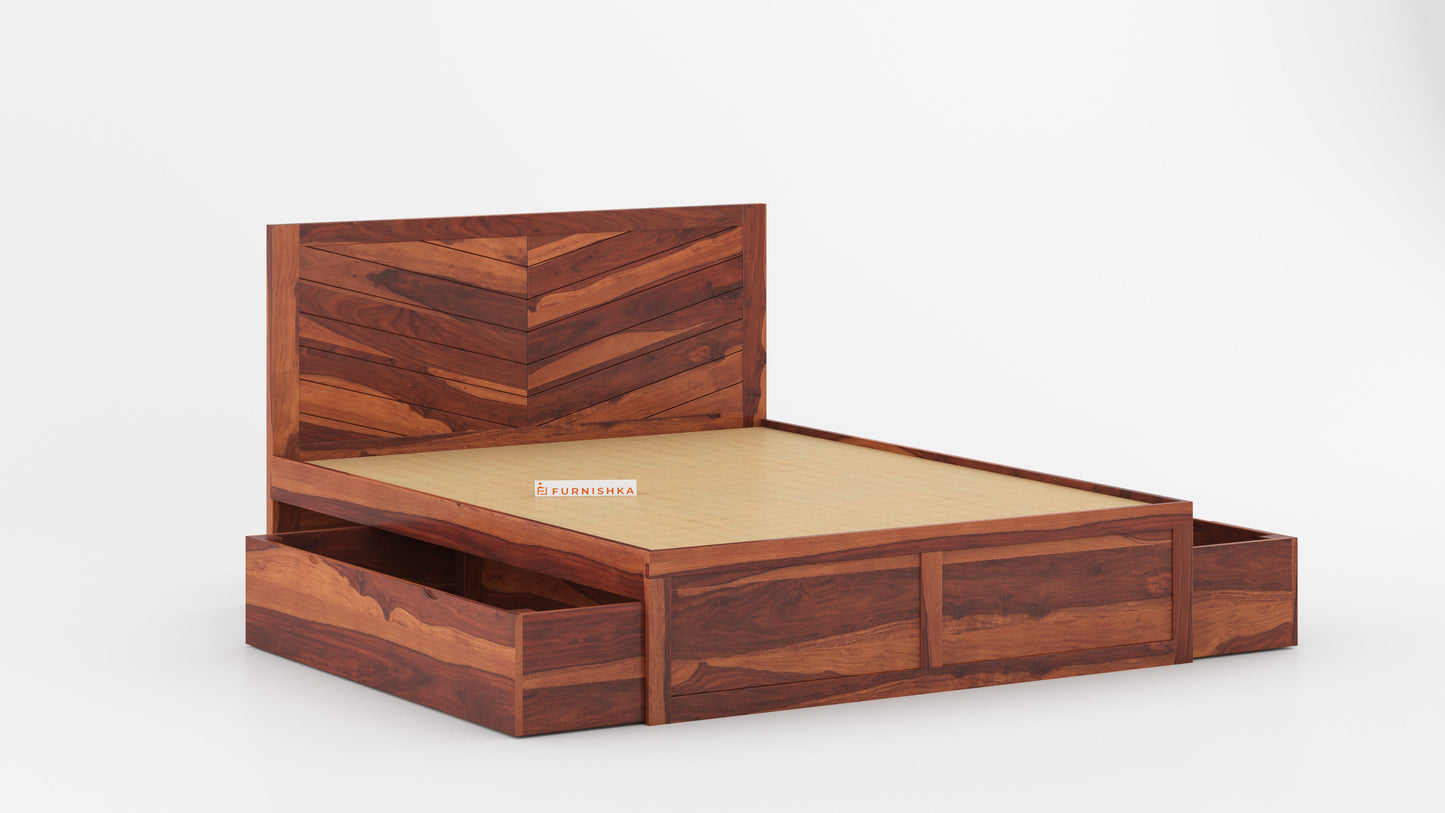 Chevora Drawer Bed in Sheesham - Queen Size