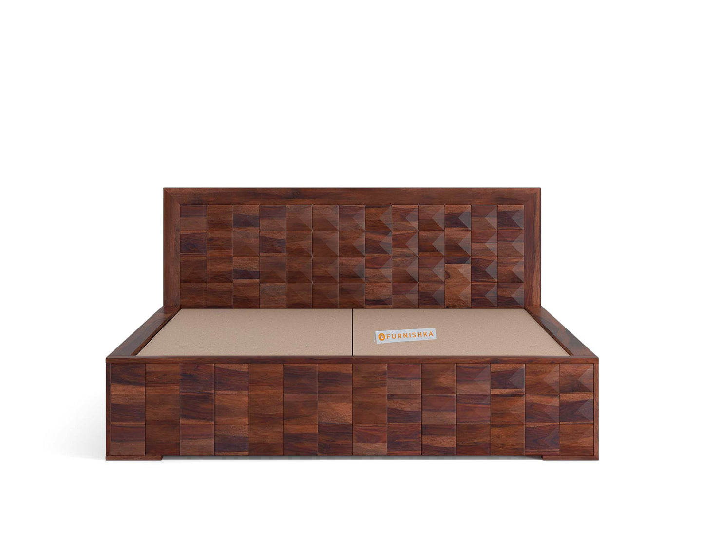 Nisha Queen Size Sheesham Bed - Hydraulic Storage - Furnishka