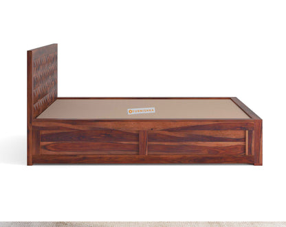 Nisha Queen Size Sheesham Bed - Hydraulic Storage - Furnishka