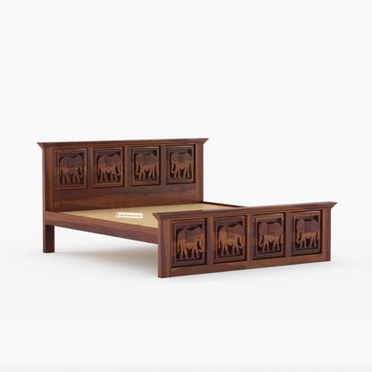 Hathi Sheesham Wood Bed Non Storage - King Size - Furnishka
