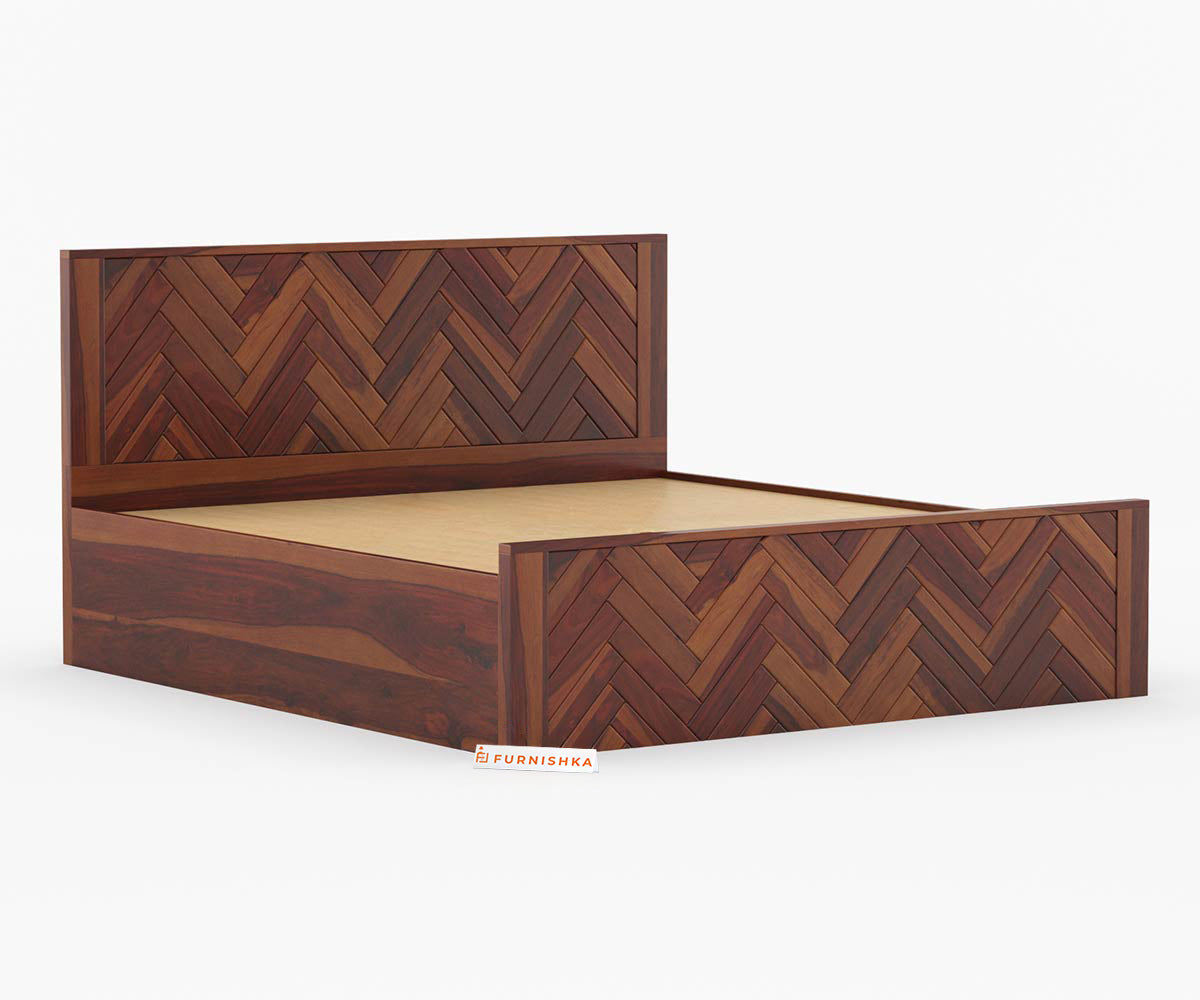Myra Sheesham Wood Bed Hydraulic Storage - King Size - Furnishka
