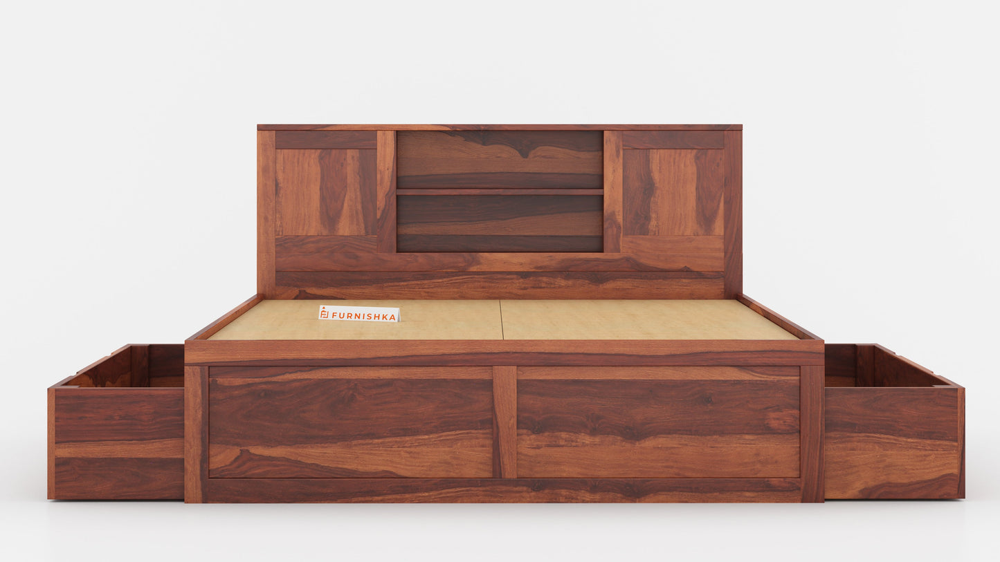 Marida Drawer Bed in Sheesham - Queen Size
