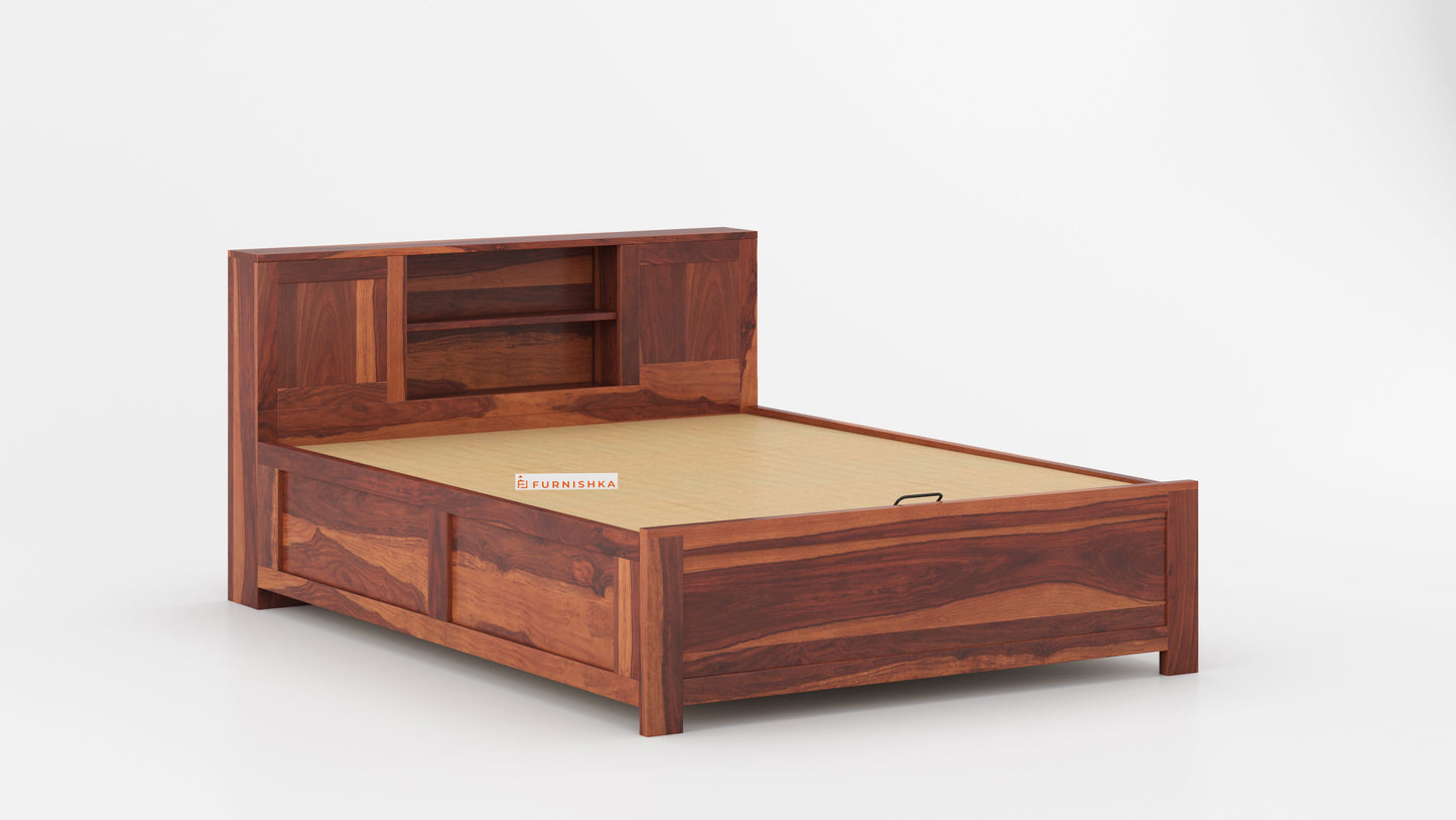 Marida Hydraulic Bed in Sheesham - Queen Size