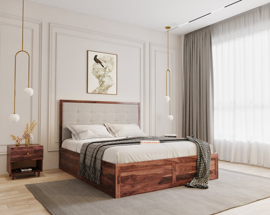 Amblyn Sheesham Bed Box Storage - Queen Size - Furnishka