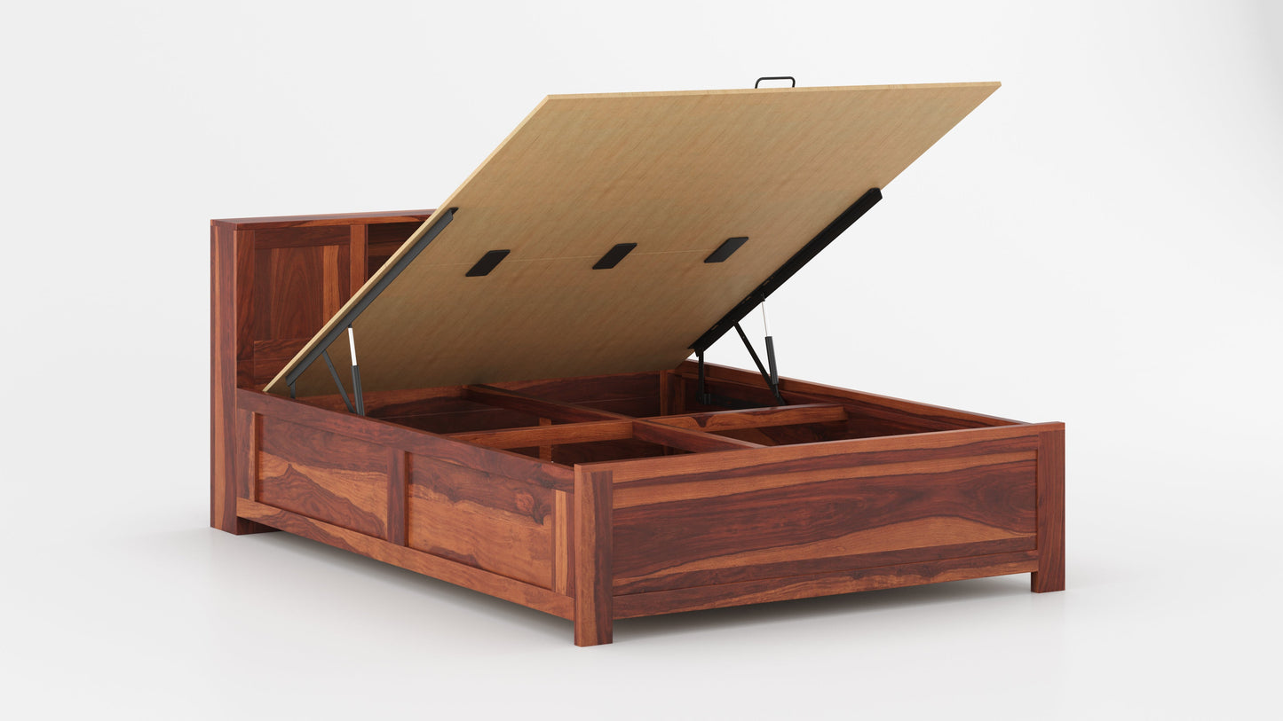 Marida Hydraulic Bed in Sheesham - Queen Size