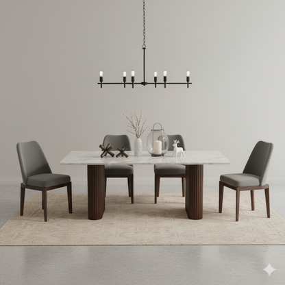 PVD dining Table 6 seater in Tuscany Dining Table Base in Gold PVD in Rosalia Gold Ceramic Top - 72"X39" in Oval shape