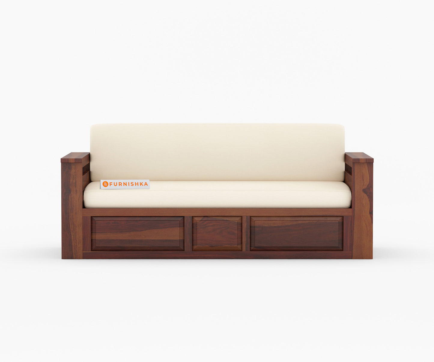 Reuben Sheesham Wood Sofa Cum Bed (Brown Finish)