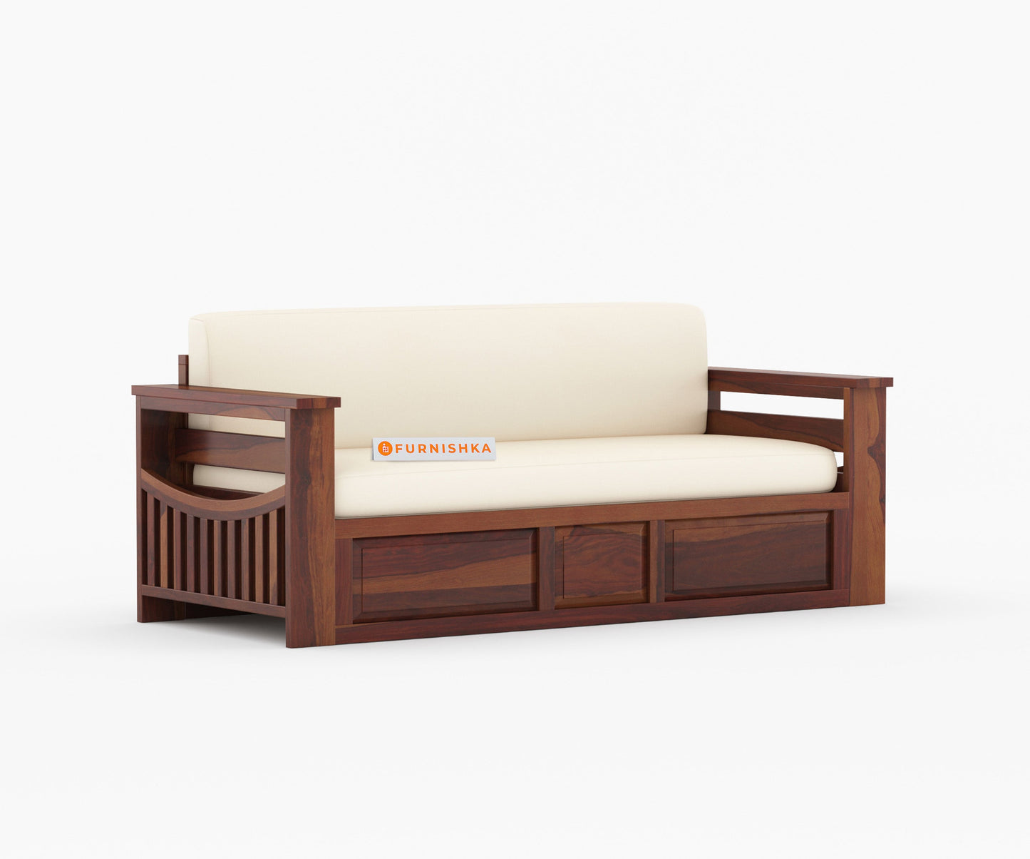 Reuben Sheesham Wood Sofa Cum Bed (Brown Finish)
