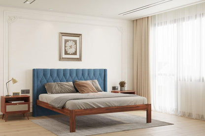 King Size Upholstered Headboard bed in Samawi Headboard Design in Non Storage in Sheesham in Napoli - Trout