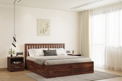 Arya Solid Wood Queen Bed with Box Storage