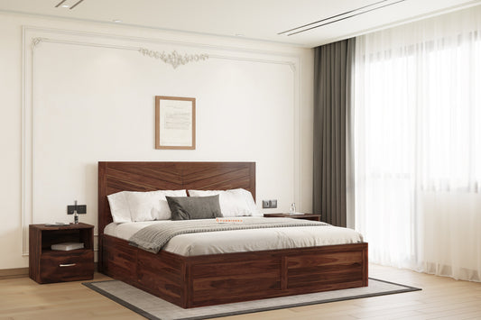 Chevora Box Bed in Sheesham - Queen Size