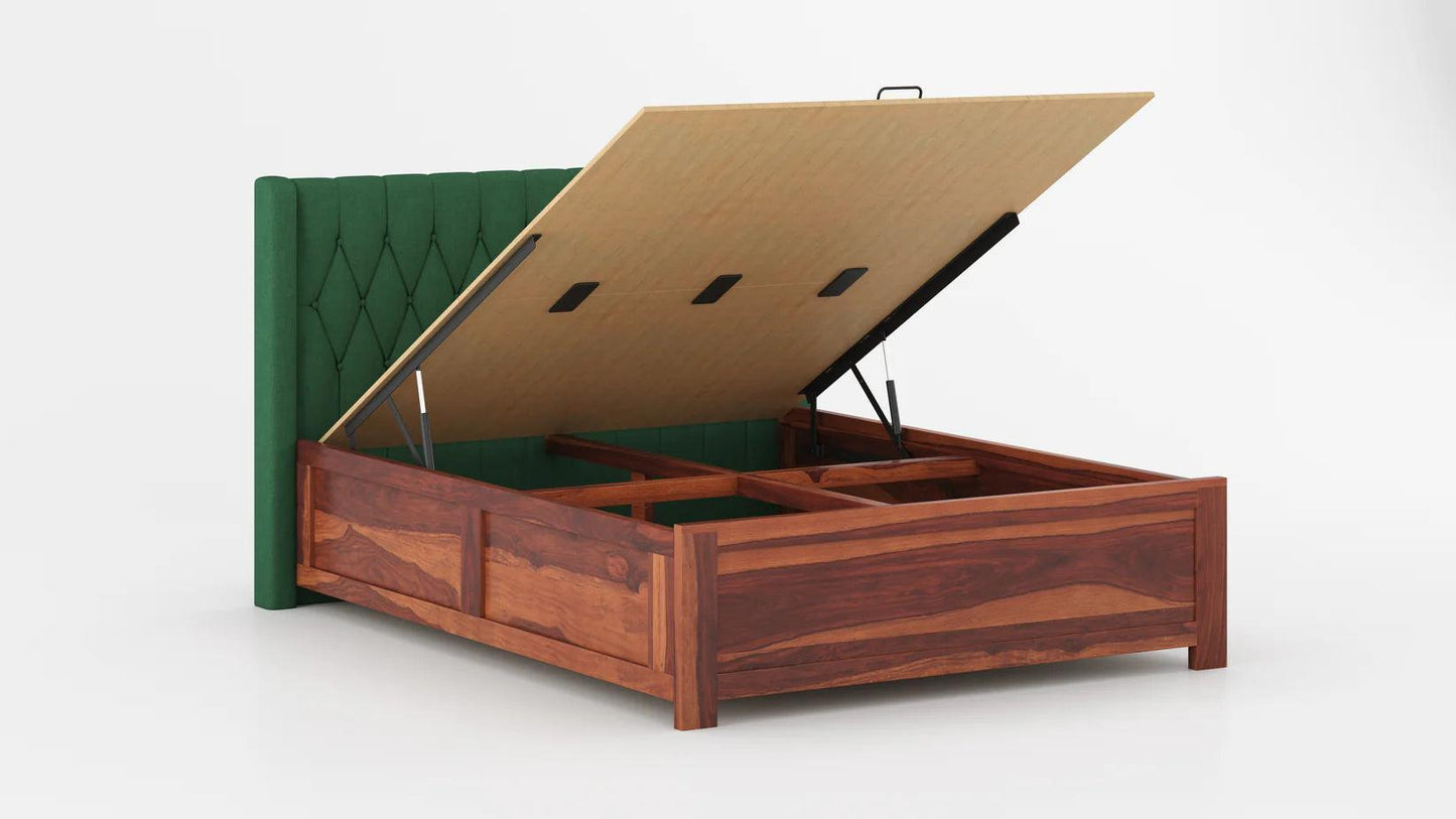 King Size Upholstered Headboard bed in Samawi Headboard Design in Non Storage in Sheesham in Napoli - Trout