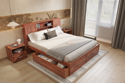 Marida Drawer Bed in Sheesham - Queen Size