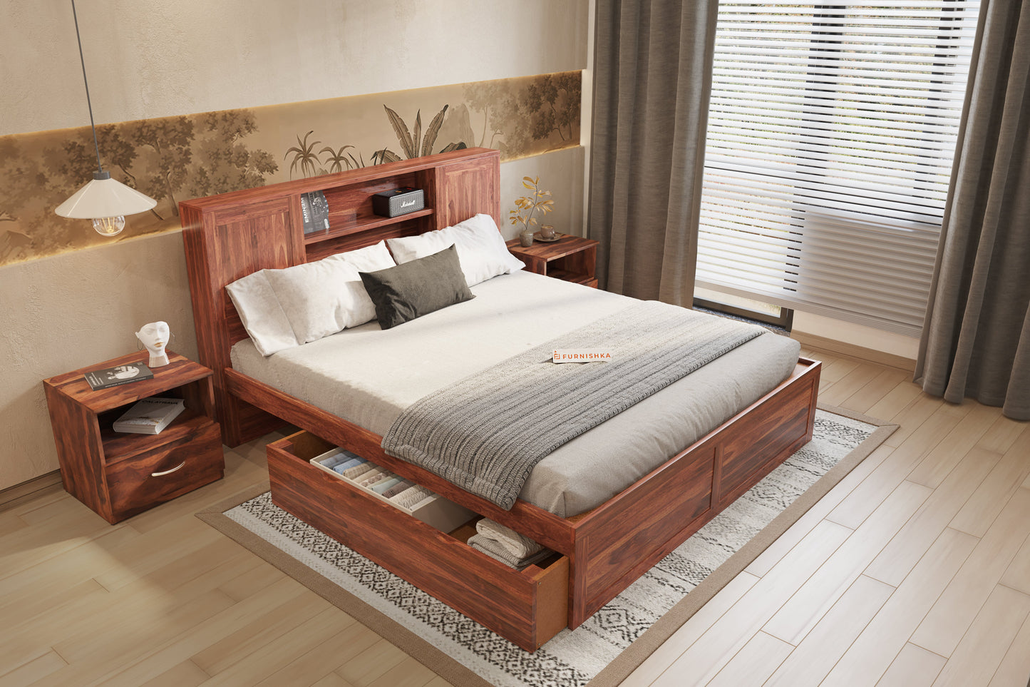 Marida Drawer Bed in Sheesham - King Size