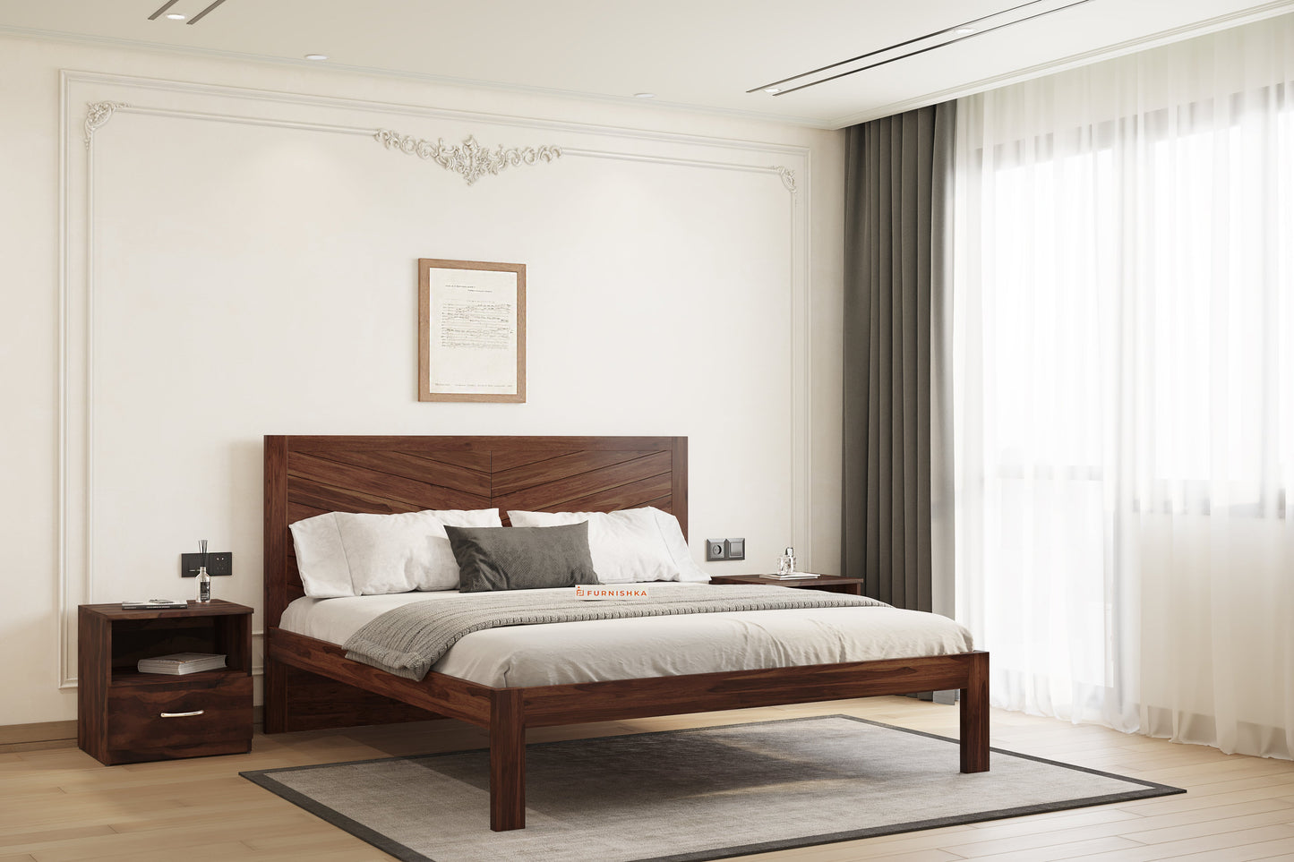 Chevora Non Storage Bed in Sheesham - King Size