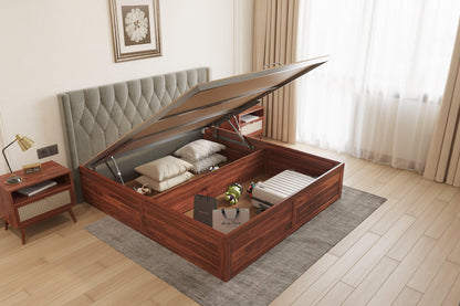 King Size Upholstered Headboard bed in Samawi Headboard Design in Non Storage in Sheesham in Napoli - Trout
