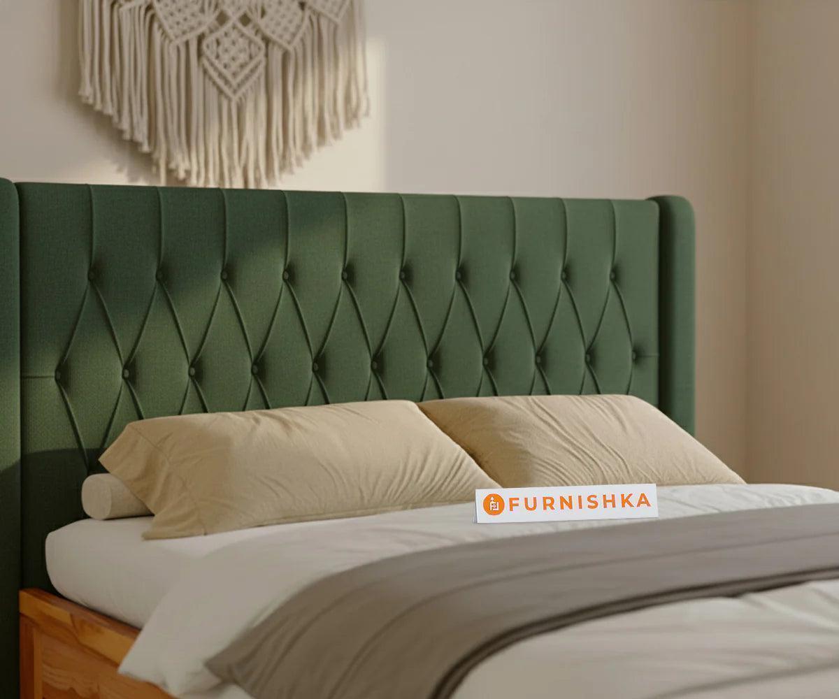 King Size Upholstered Headboard bed in Samawi Headboard Design in Non Storage in Sheesham in Napoli - Trout
